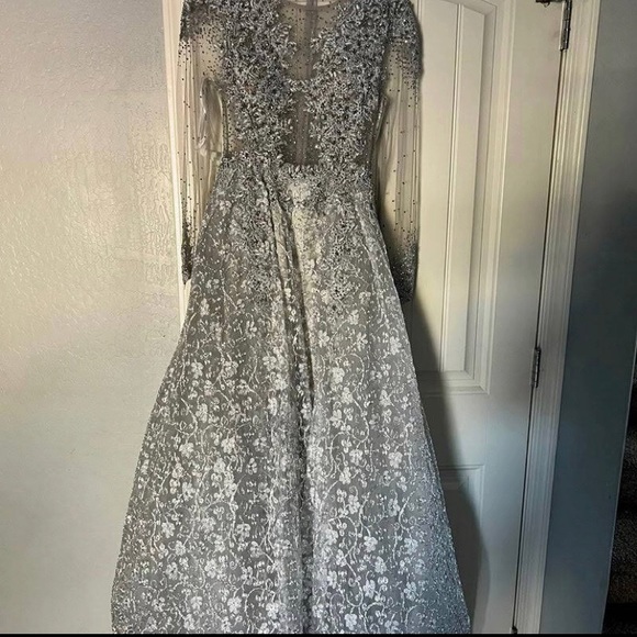 Silver Mac Duggal Evening Gown - Picture 10 of 12